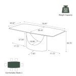 POVISON Modern Dining Table, 71 Inch Black Dining Room Table for 6, Sintered Stone Table Top, Rectangular Pedestal Dining Table with Gold Carbon Steel Base for Kitchen & Dining