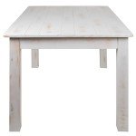 EMMA + OLIVER 60" x 38" Rectangular Antique Rustic White Solid Pine Farm Dining Table