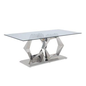 Acme Furniture Gianna Dining Table, Clear Glass & Stainless Steel