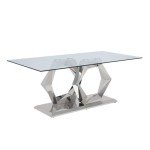 Acme Furniture Gianna Dining Table, Clear Glass & Stainless Steel