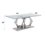 Acme Furniture Gianna Dining Table, Clear Glass & Stainless Steel