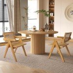 comfy to go Rattan Dining Chairs Set of 4, Wooden Armchair Cane Kitchen Chairs with Arms, Light Walnut Color