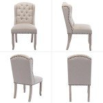 DUOMAY Modern Tufted Dining Chairs Set of 6, Linen Upholstered Dining Room Chairs Armless Guest Side Chair for Kitchen Dining Room, Wingback Accent Chairs with Solid Wood, Beige
