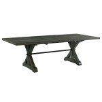 Sunset Trading Gray Trestle 8 Piece Dining Set | 96" Rectangular Extendable Table | 8 Upholstered Side Chairs | Distressed Wood | Seats 8, | 3 Size Expandable