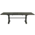 Sunset Trading Gray Trestle 8 Piece Dining Set | 96" Rectangular Extendable Table | 8 Upholstered Side Chairs | Distressed Wood | Seats 8, | 3 Size Expandable