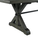 Sunset Trading Gray Trestle 8 Piece Dining Set | 96" Rectangular Extendable Table | 8 Upholstered Side Chairs | Distressed Wood | Seats 8, | 3 Size Expandable