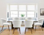 HNY Mid Century Modern Dining Chairs Set of 6, Upholstered Curved Wingback Accent Arm Chairs, Faux Sherpa Side Chairs with Solid Wood Legs, White, 6pk-white