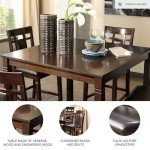 Stylish 5-Piece Brown Counter Height Dining Set
