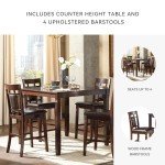 Stylish 5-Piece Brown Counter Height Dining Set