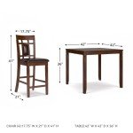 Stylish 5-Piece Brown Counter Height Dining Set