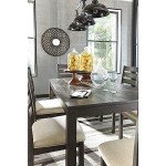Signature Design by Ashley Rokane Dining Room Table Set with 6 Upholstered Chairs, Brown