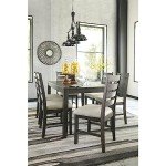 Signature Design by Ashley Rokane Dining Room Table Set with 6 Upholstered Chairs, Brown