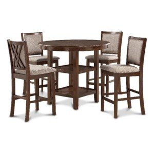 New Classic Furniture Amy 5-Piece Counter Dining Table Set, Brown Cherry
