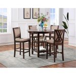 New Classic Furniture Amy 5-Piece Counter Dining Table Set, Brown Cherry