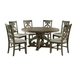 Picket House Furnishings Stanford Round 7PC Dining Set-Table & Six Chairs