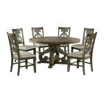 Picket House Furnishings Stanford Round 7PC Dining Set-Table & Six Chairs