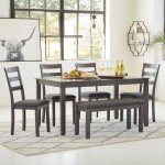 Signature Design by Ashley Bridson Modern 6 Piece Dining Set, Includes Dining Table, 4 Chairs & Bench, Gray