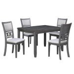 New Classic Furniture Gia 5-Piece Dining Set with 1 Table and 4 Chairs, 48-Inch, Gray