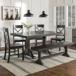 Walker Edison 6-Piece Black Solid Wood Dining Set