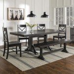 Walker Edison 6-Piece Black Solid Wood Dining Set