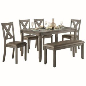 Homelegance 6-Piece Pack Dinette Set, Gray