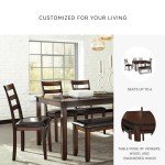 Signature Design by Ashley Coviar 6 Piece Dining Set, Includes Table, 4 Chairs & Bench, Dark Brown