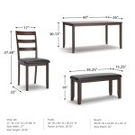 Signature Design by Ashley Coviar 6 Piece Dining Set, Includes Table, 4 Chairs & Bench, Dark Brown