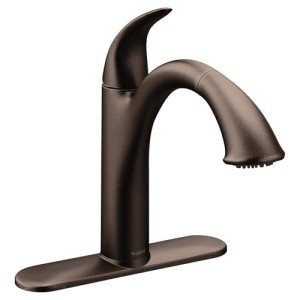 Moen Camerist Oil-Rubbed Bronze One-Handle, Single Hole Kitchen Faucet with Pullout Spout, Bathroom Sink has Deck Plate for Three-Hole Countertop, Drain Trim Included, 7545ORB