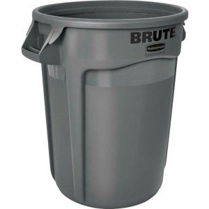 Rubbermaid Commercial Products BRUTE Heavy-Duty Trash/Garbage Can, 44-Gallon, Gray, Wastebasket for Home/Garage/Mall/Office/Stadium/Bathroom, Pack of 4