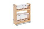 Rev-A-Shelf 448OXO-BCSC-8C 8 Inch Base Pullout Kitchen Cabinet Organizer with 7 Multi Sized OXO Storage Containers, Natural Maple Wood
