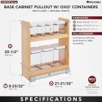Rev-A-Shelf 448OXO-BCSC-8C 8 Inch Base Pullout Kitchen Cabinet Organizer with 7 Multi Sized OXO Storage Containers, Natural Maple Wood