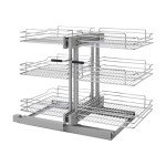 Rev-A-Shelf 5PSP3-18SC-CR 18 Inch 3 Tier Wire Chrome Soft Close Blind Corner 6 Shelf Slide Out Kitchen Cabinet Organizer, Silver