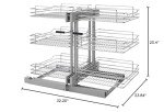 Rev-A-Shelf 5PSP3-18SC-CR 18 Inch 3 Tier Wire Chrome Soft Close Blind Corner 6 Shelf Slide Out Kitchen Cabinet Organizer, Silver