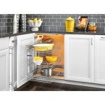 Rev-A-Shelf 5PSP3-18SC-CR 18 Inch 3 Tier Wire Chrome Soft Close Blind Corner 6 Shelf Slide Out Kitchen Cabinet Organizer, Silver
