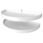 Rev-A-Shelf 6882-39-11-570 39 Inch Polymer Half Moon 2 Tier Lazy Susan Blind Corner Kitchen Cabinet Storage Organizer w/Pivot & Slide Hardware, White