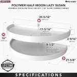 Rev-A-Shelf 6882-39-11-570 39 Inch Polymer Half Moon 2 Tier Lazy Susan Blind Corner Kitchen Cabinet Storage Organizer w/Pivot & Slide Hardware, White