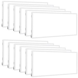 WEIZE (12 Pack 2x4 FT LED Flat Panel Troffer Light, 50W 5000K Back-Lit Drop Ceiling Light, 0-10V Dimmable, 5500lm Lay in Fixture for Office, 3-Lamp F32T8 Fixture Replacement
