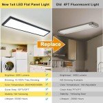AIKVSXER 1x4 LED Flat Panel Light Surface Mount LED Ceiling Light Black, 5500LM 50W TRIAC 10-100% Dimmable, 3000/4000/5000k Selectable 4FT LED Light Fixtures for Garage/Kitchen/Laundry/Closet 4PACK