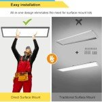AIKVSXER 1x4 LED Flat Panel Light Surface Mount LED Ceiling Light Black, 5500LM 50W TRIAC 10-100% Dimmable, 3000/4000/5000k Selectable 4FT LED Light Fixtures for Garage/Kitchen/Laundry/Closet 4PACK