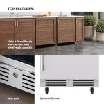 Zephyr Presrv Series 24 Inch Stainless Steel Freestanding or Built In Beverage Center 13 bottles, 84 12 oz cans (Single Zone Beverage Cooler - Outdoor)