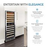 NewAir AWR-1160DB Premier Gold Series 116 Bottle Built-In Wine Cooler, Stainless Steel/Black