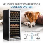 NewAir AWR-1160DB Premier Gold Series 116 Bottle Built-In Wine Cooler, Stainless Steel/Black