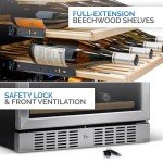 NewAir AWR-1160DB Premier Gold Series 116 Bottle Built-In Wine Cooler, Stainless Steel/Black