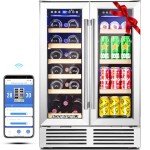 BODEGA Wine and Beverage Refrigerator, 24 Inch Dual Zone Wine Cooler, with Smart APP Control and 2 Safety Locks,Soft LED Light Hold 19 Bottles and 57 Cans, Built-In or Freestanding