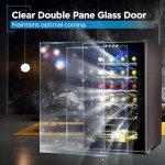 BLACK+DECKER Wine Cooler Refrigerator, Compressor Cooling 24 Bottle Wine Fridge with Blue Light & LED Display, Freestanding Wine Cooler, BD61526