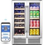 BODEGA Wine and Beverage Refrigerator, 24 Inch Dual Zone Wine Cooler, with Smart APP Control and 2 Safety Locks,Soft LED Light Hold 19 Bottles and 57 Cans, Built-In or Freestanding