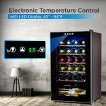 BLACK+DECKER Wine Cooler Refrigerator, Compressor Cooling 24 Bottle Wine Fridge with Blue Light & LED Display, Freestanding Wine Cooler, BD61526