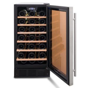 SMETA Wine Cooler Refrigerator 33 Bottles Large Wine Storage, 19 Inch Wine Fridge Freestanding Wine and Beer Fridge Cellar with Double-layer and Quiet Compressor, Black and Stainless Steel