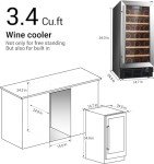 SMETA Wine Cooler Refrigerator 33 Bottles Large Wine Storage, 19 Inch Wine Fridge Freestanding Wine and Beer Fridge Cellar with Double-layer and Quiet Compressor, Black and Stainless Steel