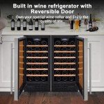 SMETA Wine Cooler Refrigerator 33 Bottles Large Wine Storage, 19 Inch Wine Fridge Freestanding Wine and Beer Fridge Cellar with Double-layer and Quiet Compressor, Black and Stainless Steel